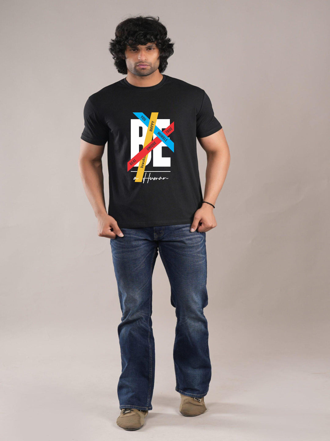 HESHA BE A HUMAN MENS REGULAR PRINTED TSHIRT