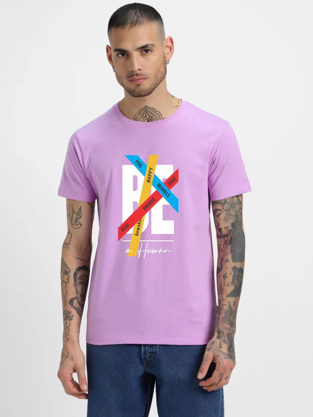 HESHA BE A HUMAN MENS REGULAR PRINTED TSHIRT