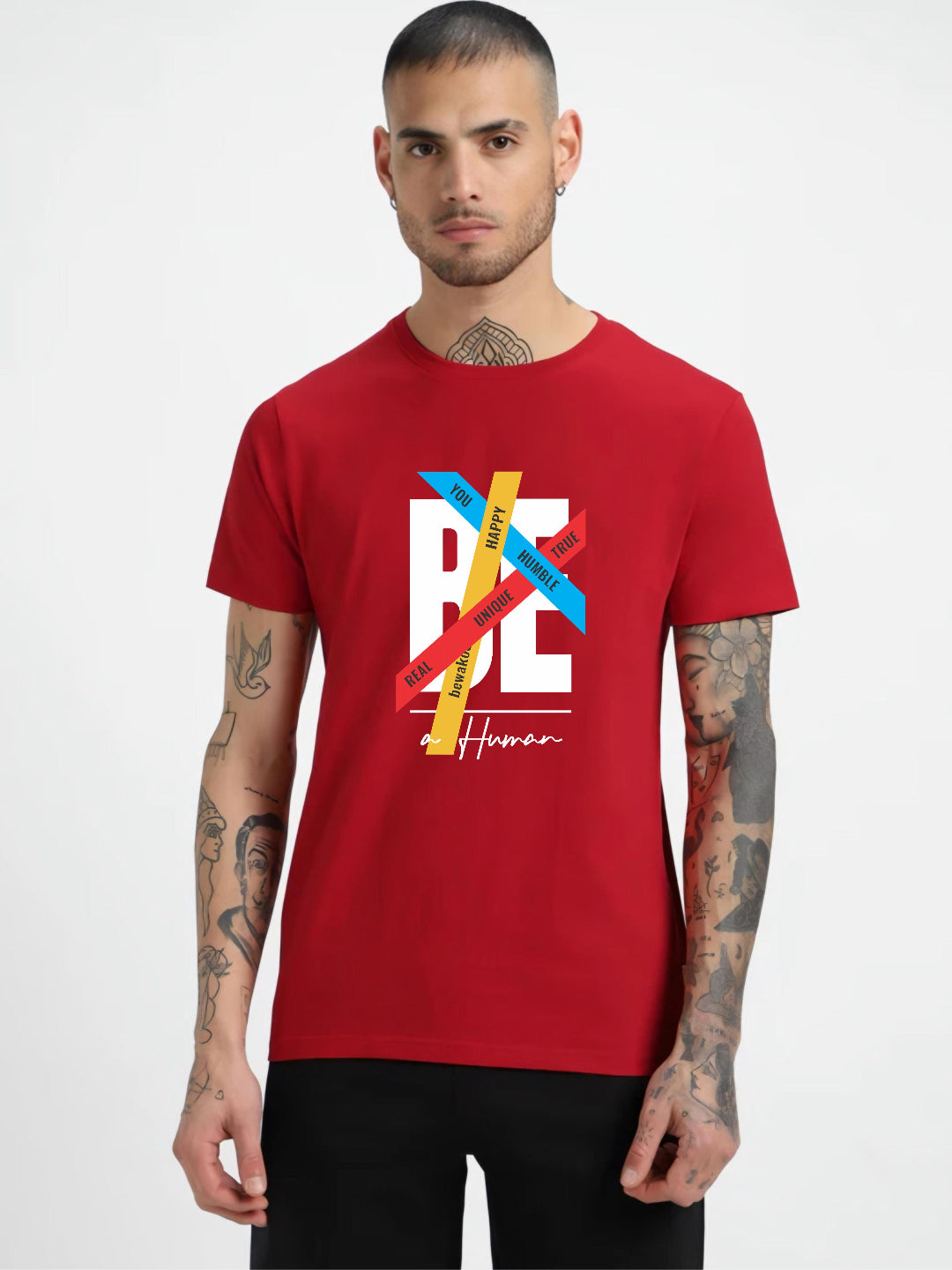 HESHA BE A HUMAN MENS REGULAR PRINTED TSHIRT