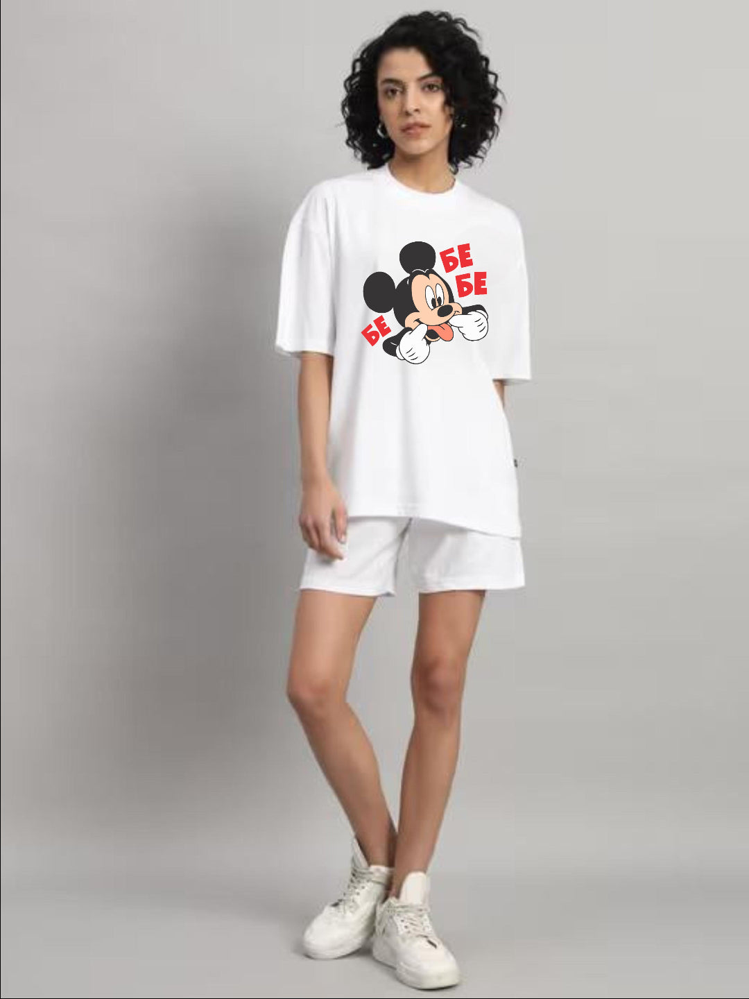 HESHA BE FUNNY MICKEY WOMEN OVERSIZE PRINTED TSHIRT