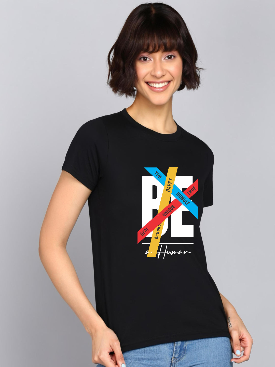 HESHA BE HUMAN WOMEN REGULAR PRINTED TSHIRT
