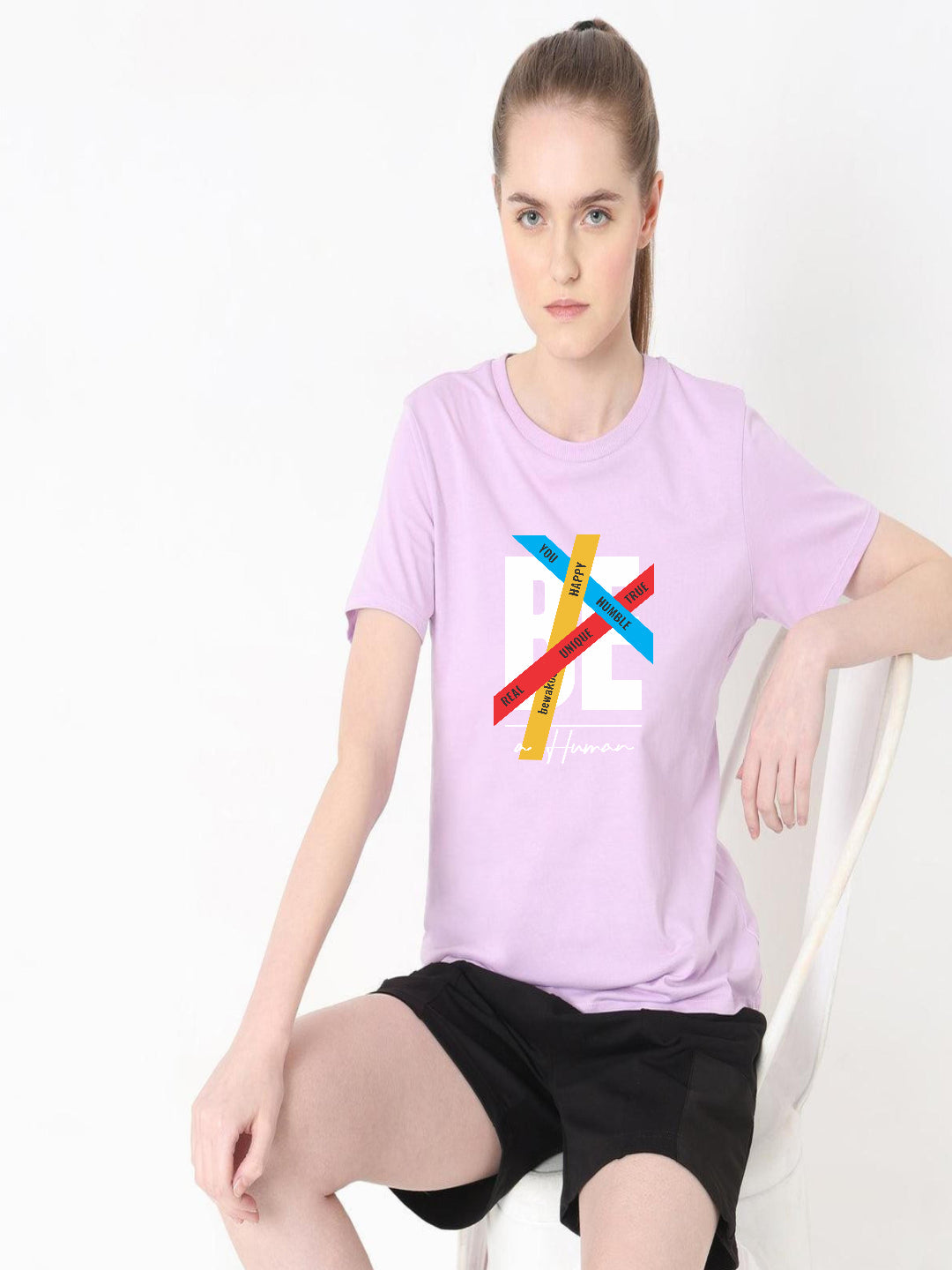 HESHA BE HUMAN WOMEN REGULAR PRINTED TSHIRT