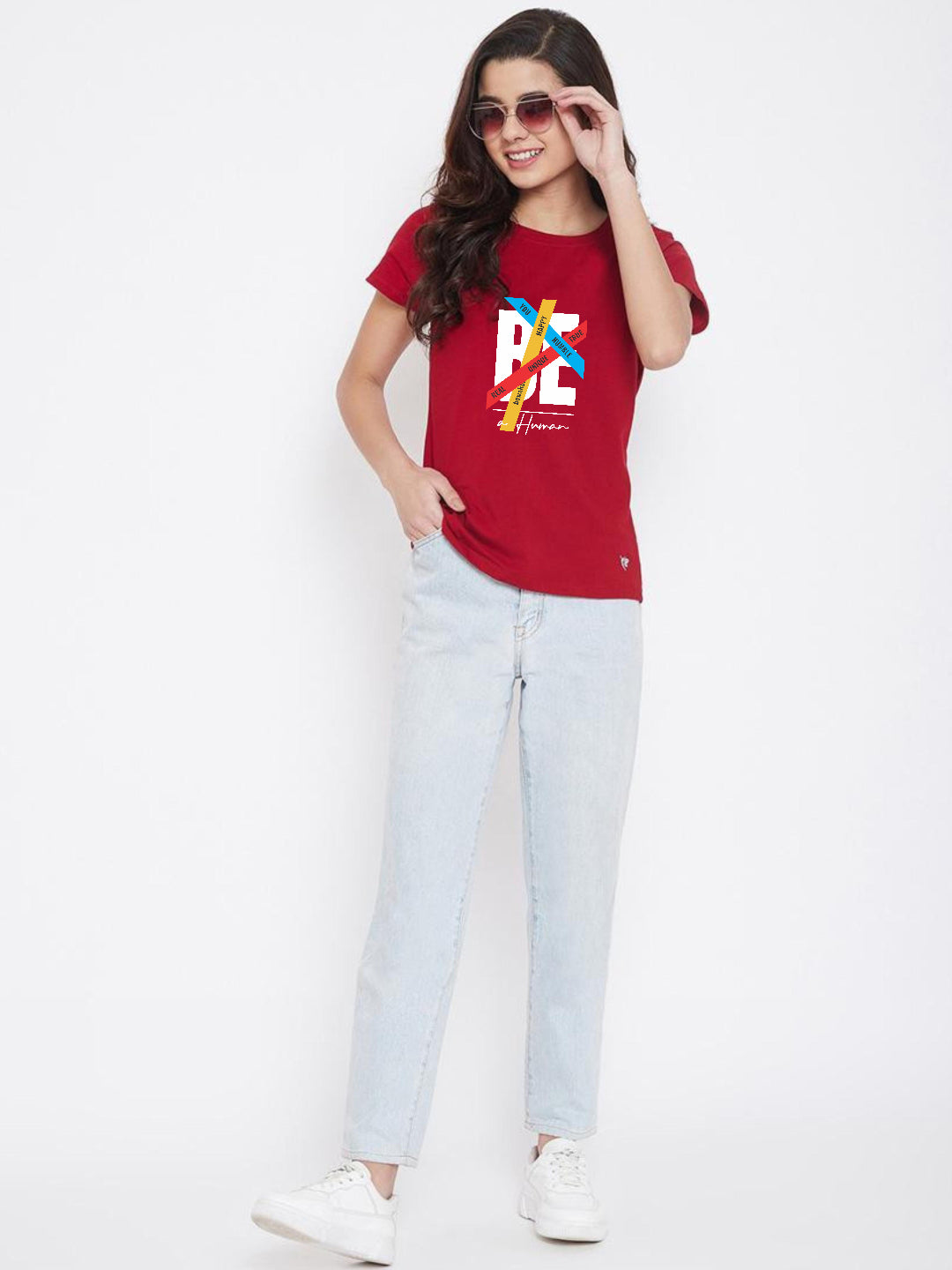 HESHA BE HUMAN WOMEN REGULAR PRINTED TSHIRT