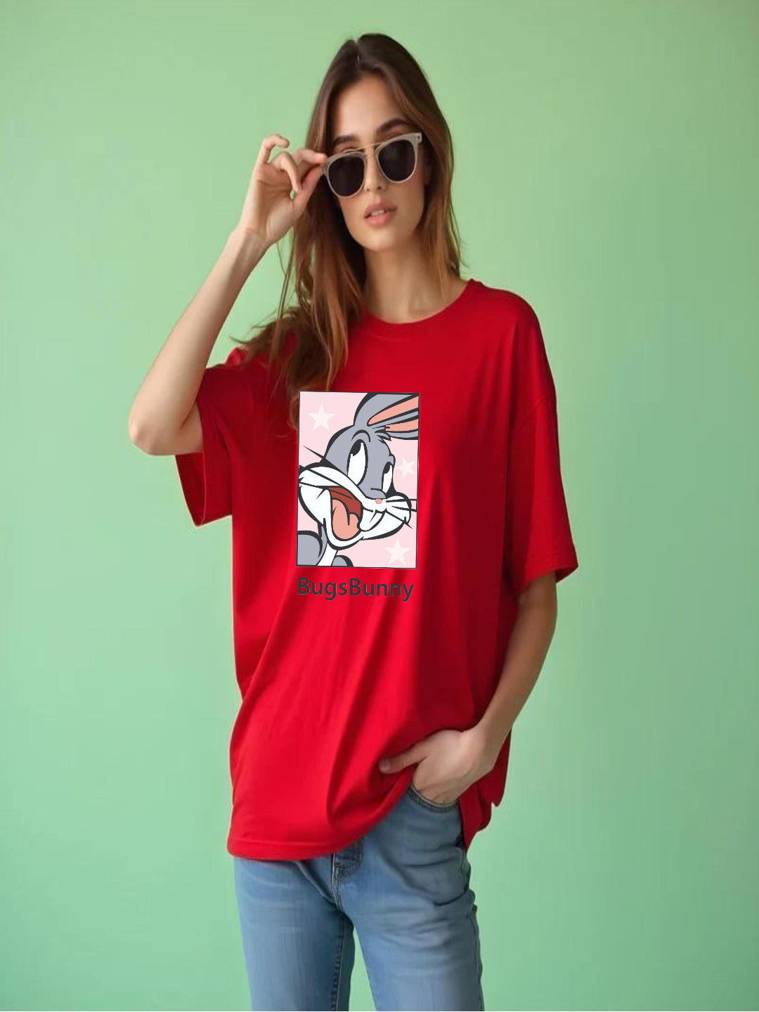 HESHA BUNNY WOMEN OVERSIZE PRINTED TSHIRT