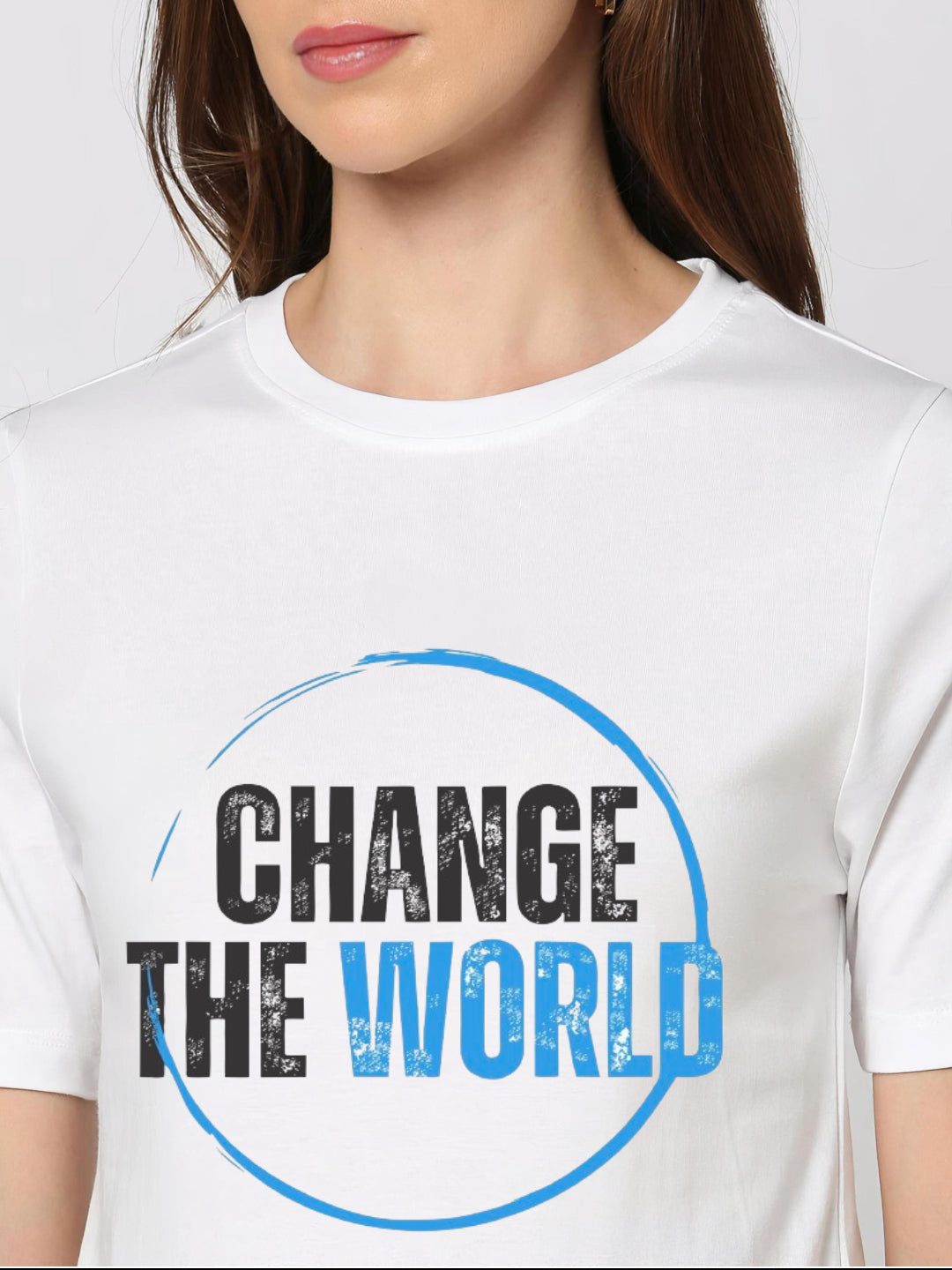HESHA CHANGE THE WORLD REGULAR PRINTED TSHIRT