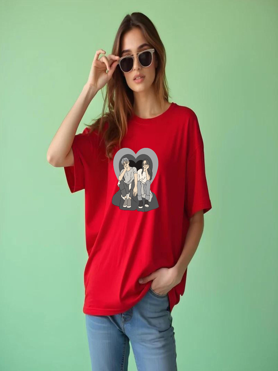 HESHA COUPPLE WOMEN OVERSIZE PRINTED TSHIRT