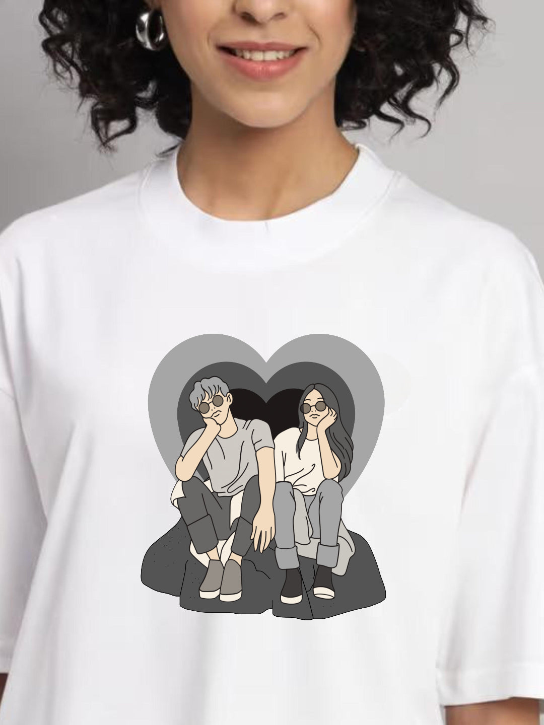 HESHA COUPPLE WOMEN OVERSIZE PRINTED TSHIRT