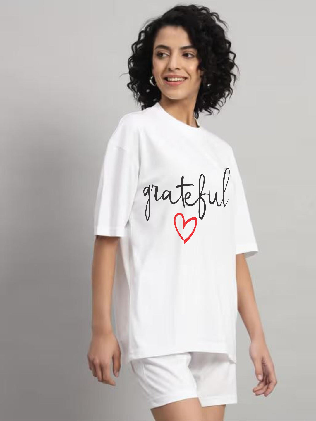 HESHA GREATFUL WOMEN OVERSIZE PRINTED TSHIRT