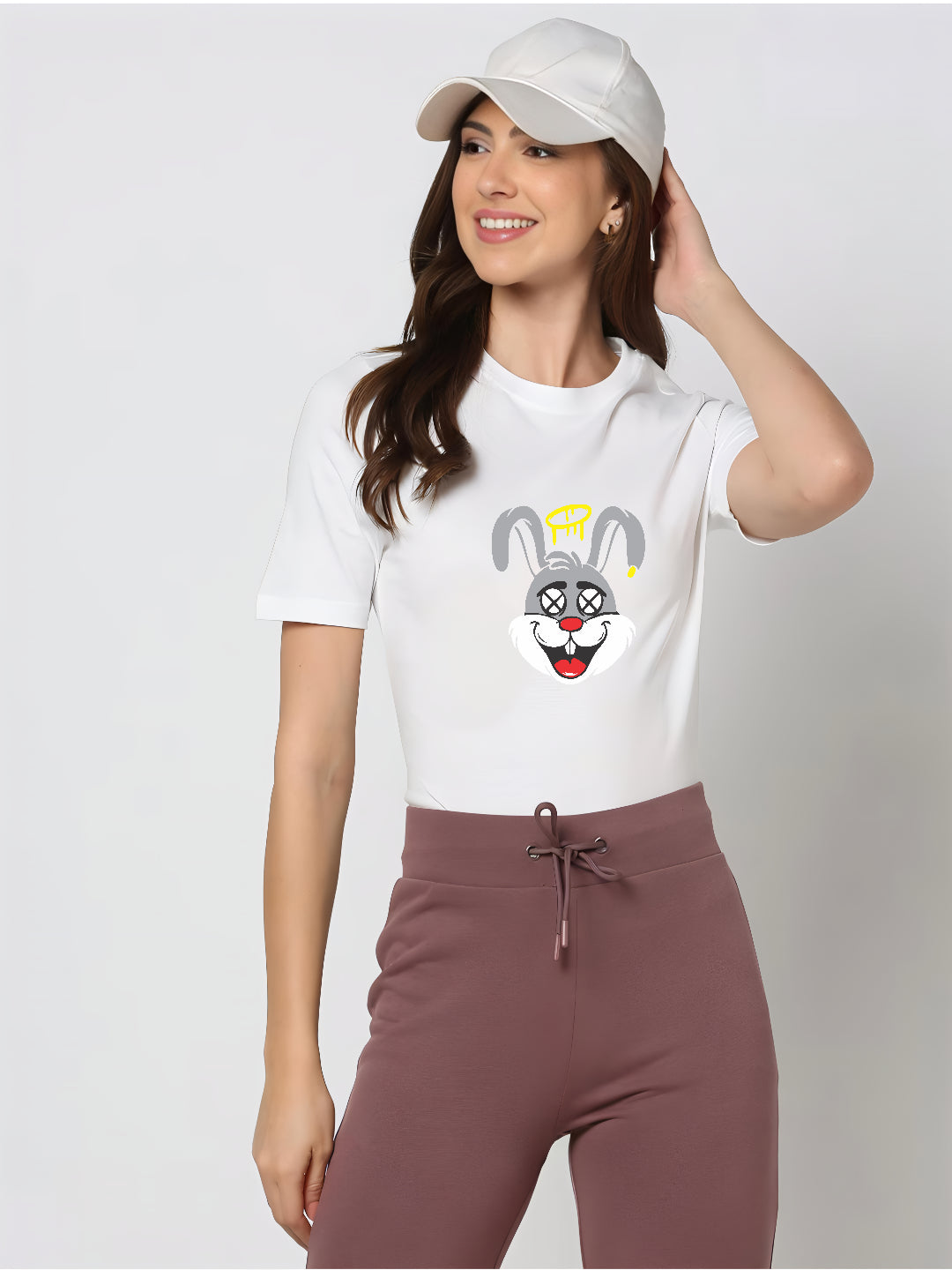 HESHA FUNNY RABBIT WOMEN REGULAR PRINTED TSHIRT