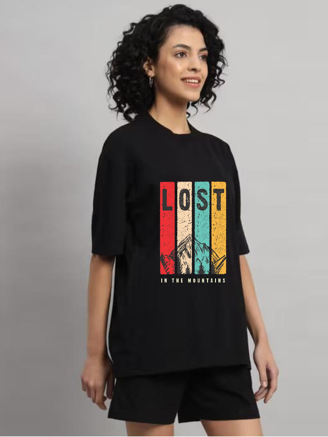 HESHA LOST WOMEN OVERSIZE PRINTED TSHIRT