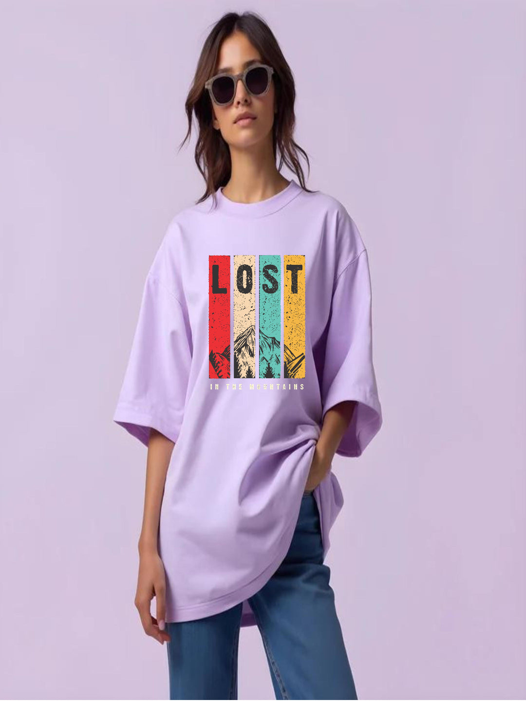 HESHA LOST WOMEN OVERSIZE PRINTED TSHIRT