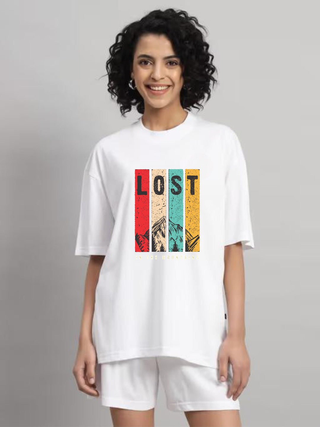 HESHA LOST WOMEN OVERSIZE PRINTED TSHIRT