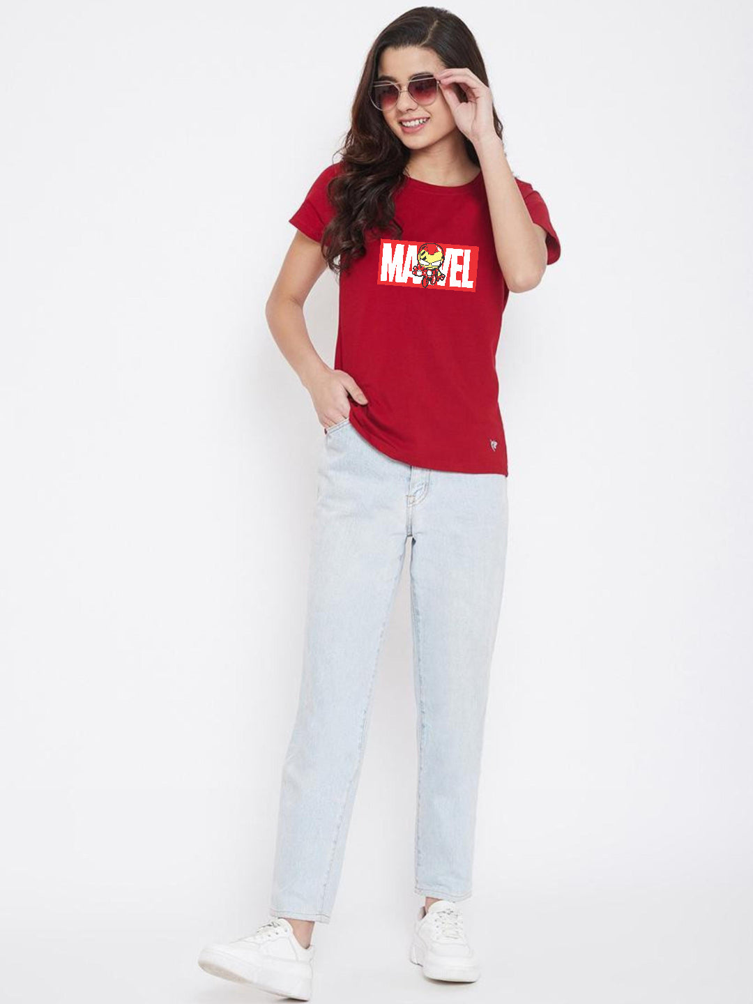 HESHA MARVEL WOMEN REGULAR PRINTED TSHIRT