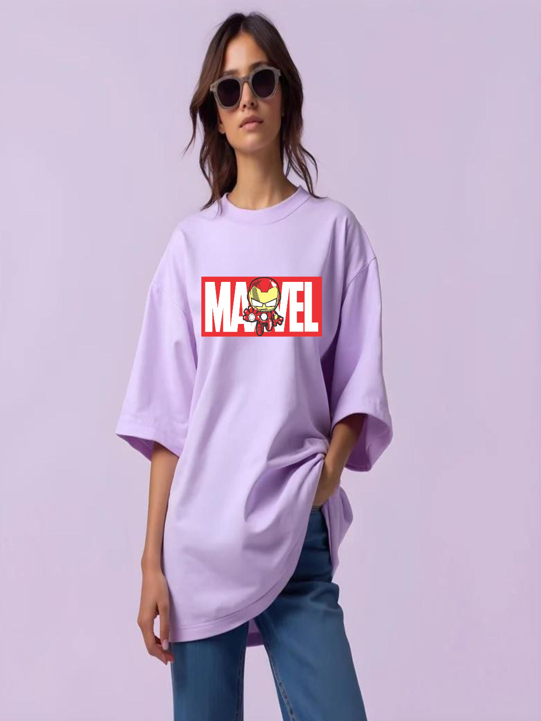 HESHA MARVEL WOMEN OVERSIZE PRINTED TSHIRT
