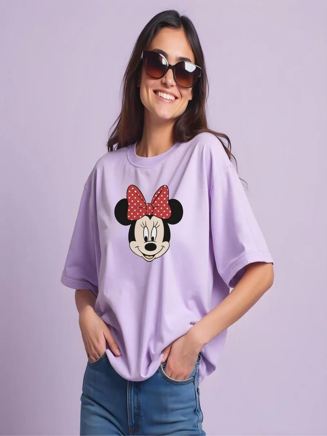 HESHA MINI FACE WOMEN OVERSIZE PRINTED TSHIRT