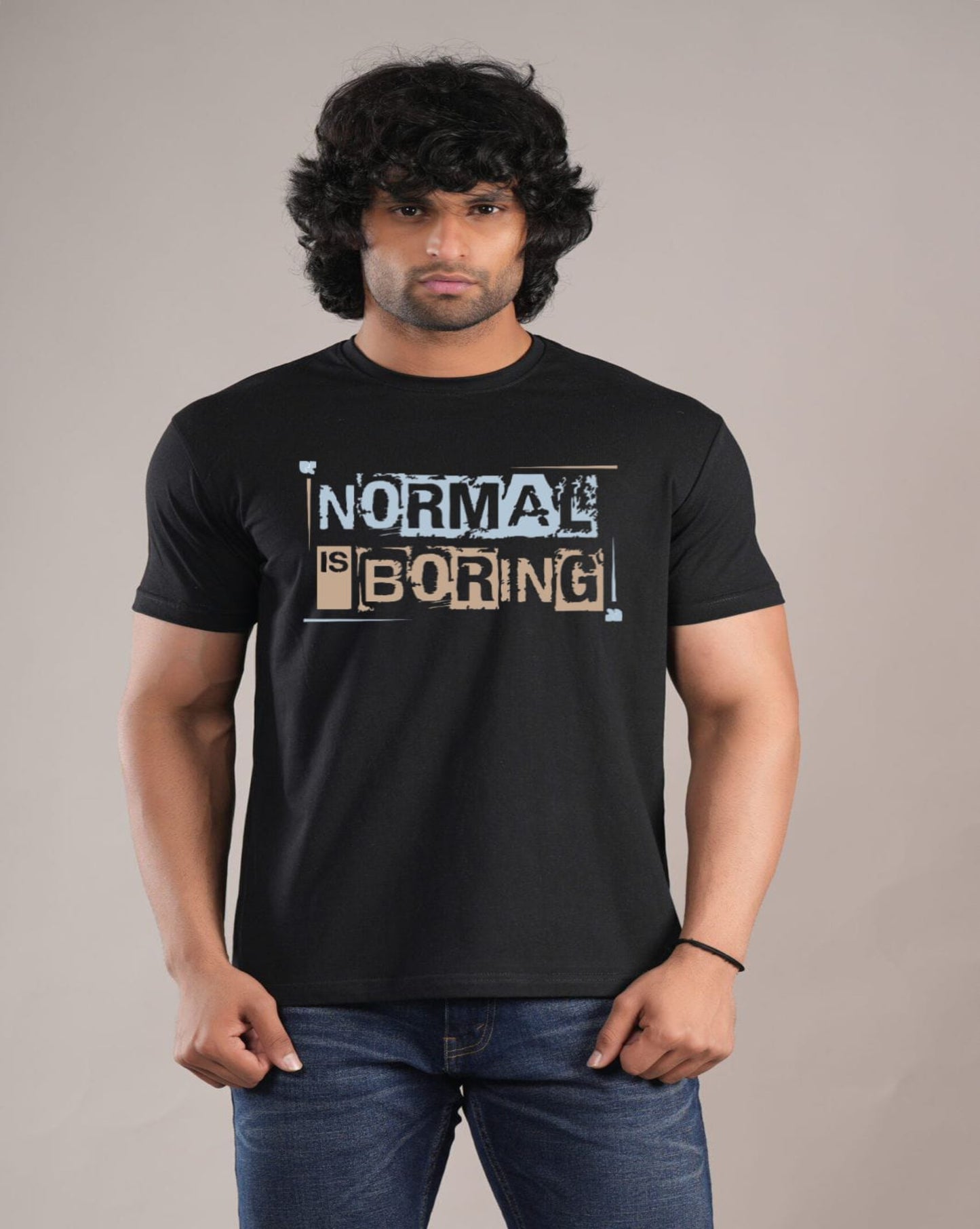 HESHA NORMAL IS BORING MENS REGULAR PRINTED TSHIRT
