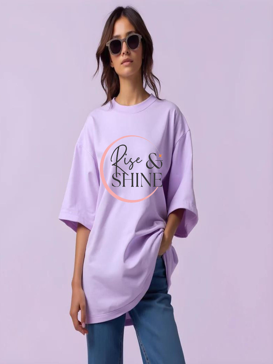 HESHA RISE&SHINE WOMEN OVERSIZE PRINTED TSHIRT