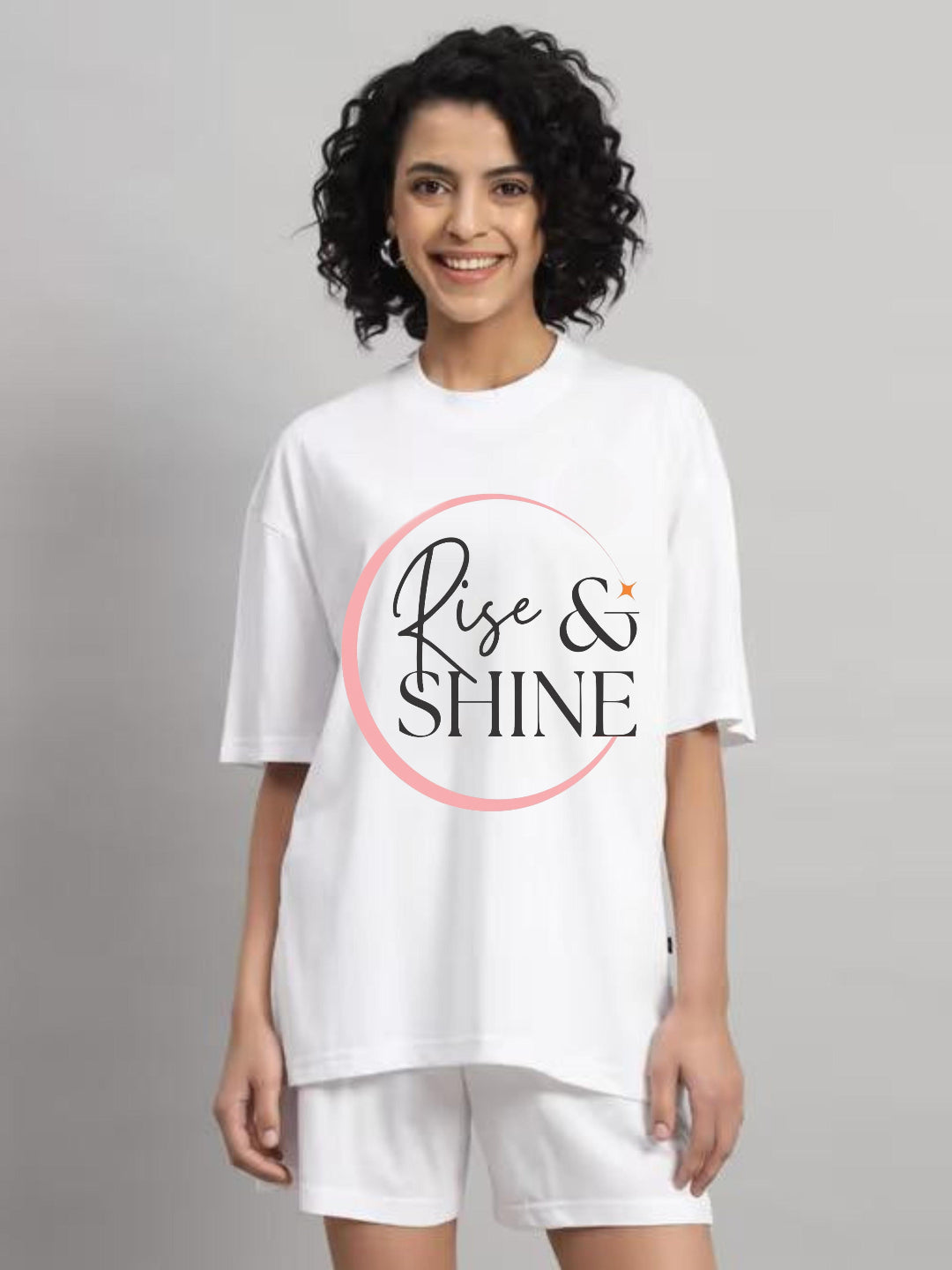 HESHA RISE&SHINE WOMEN OVERSIZE PRINTED TSHIRT