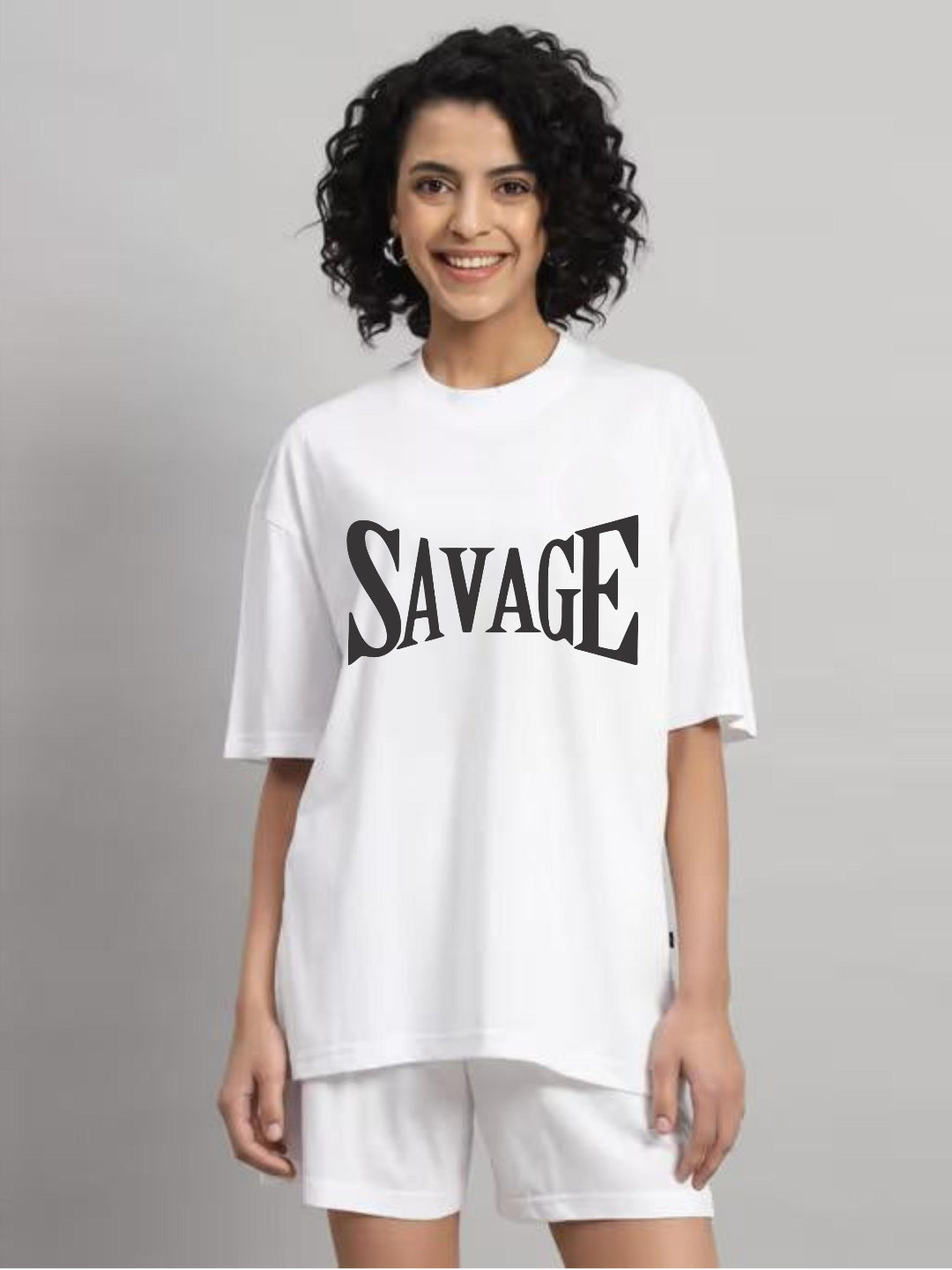 HESHA SAVAGE WOMEN OVERSIZE PRINTED TSHIRT