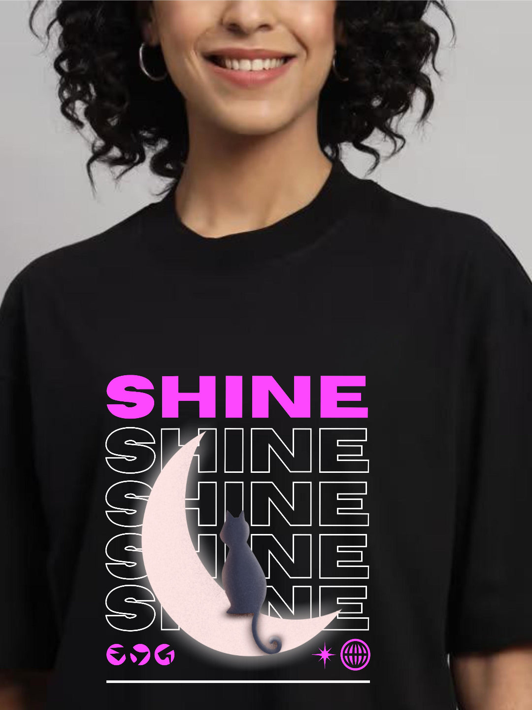 HESHA SHINE WOMEN OVERSIZE PRINTED TSHIRT