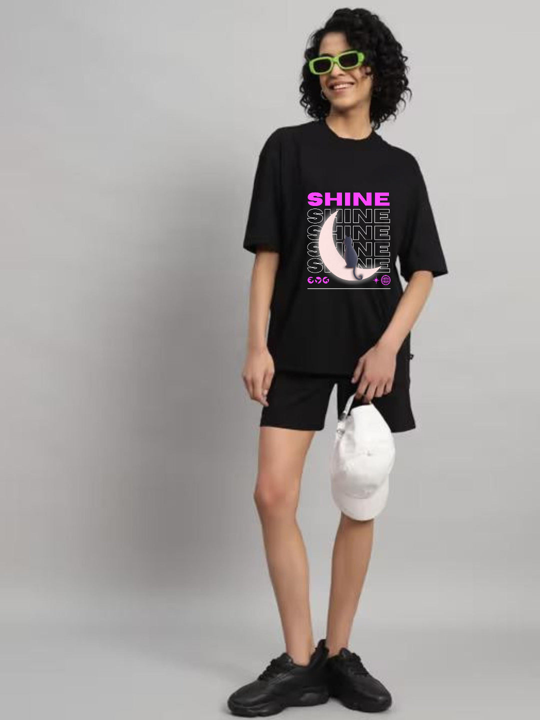 HESHA SHINE WOMEN OVERSIZE PRINTED TSHIRT