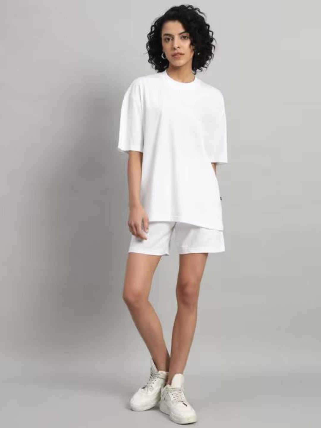 HESHA SOLID WOMEN OVERSIZE PRINTED TSHIRT