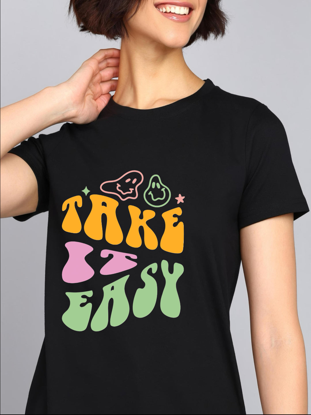 HESHA TAKE IS EASY WOMEN REGULAR PRINTED TSHIRT