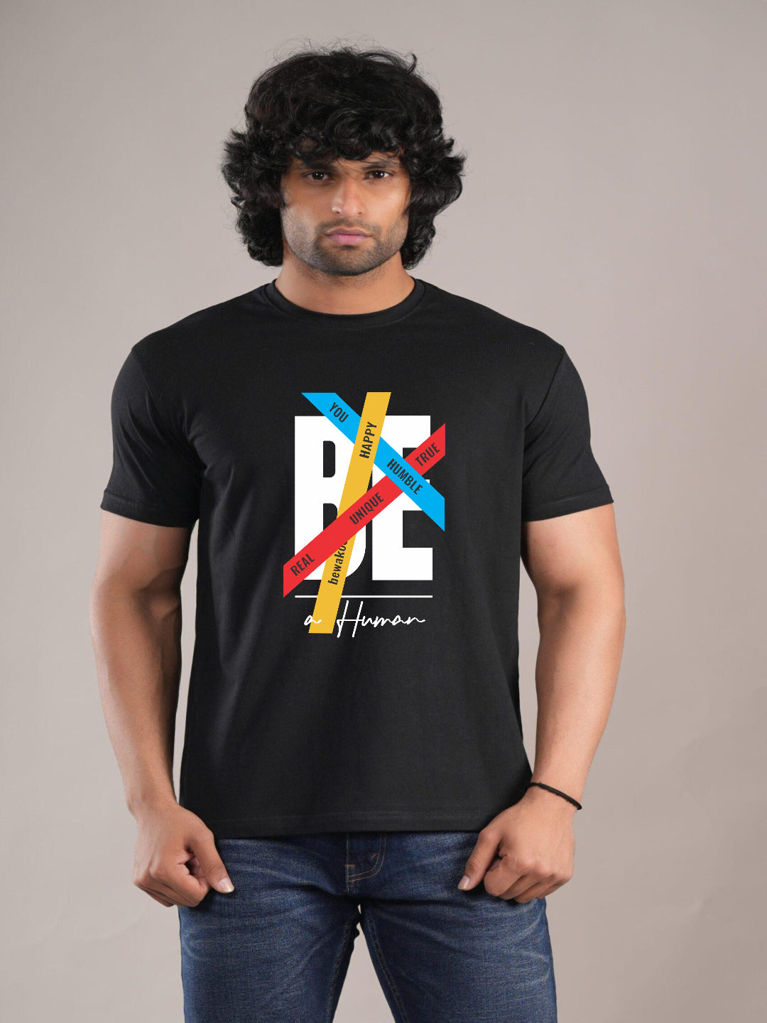 HESHA BE A HUMAN MENS REGULAR PRINTED TSHIRT