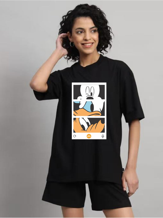 HESHA 3FRIENDS WOMEN OVERSIZE PRINTED TSHIRT