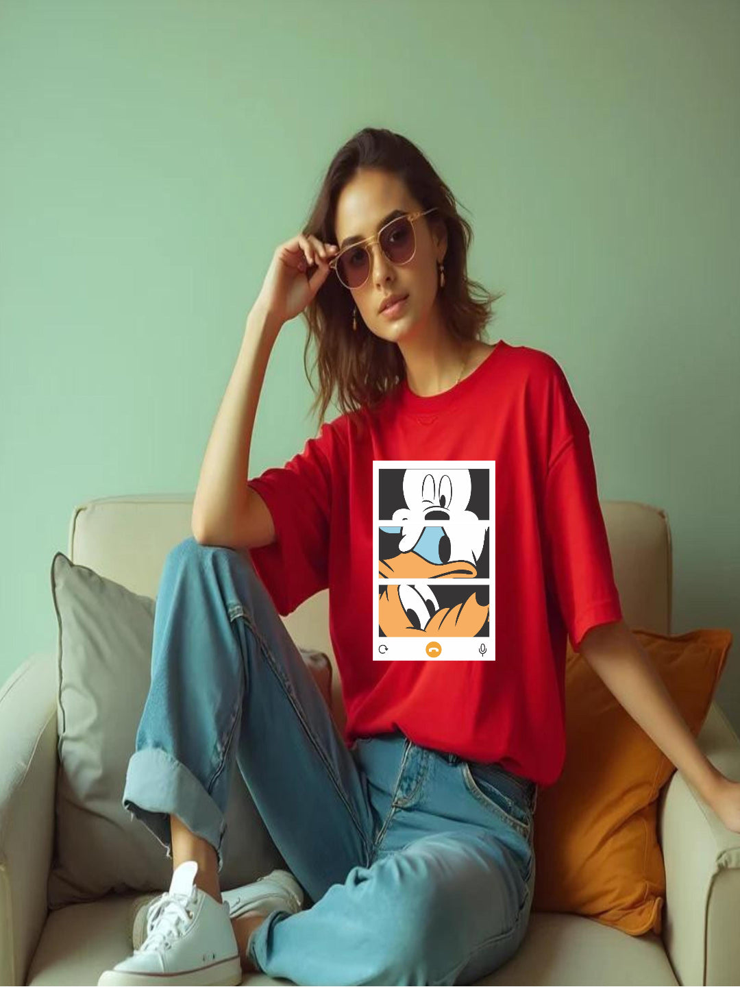 HESHA 3FRIENDS WOMEN OVERSIZE PRINTED TSHIRT