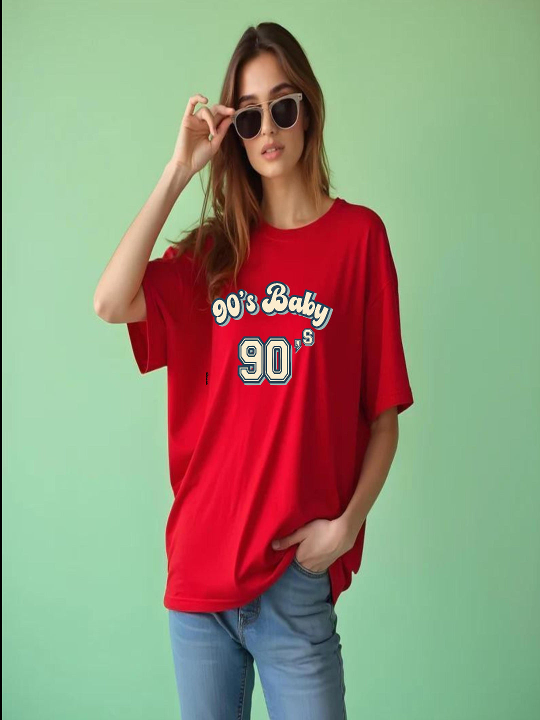HESHA 90'S BABY WOMEN OVERSIZE PRINTED TSHIRT