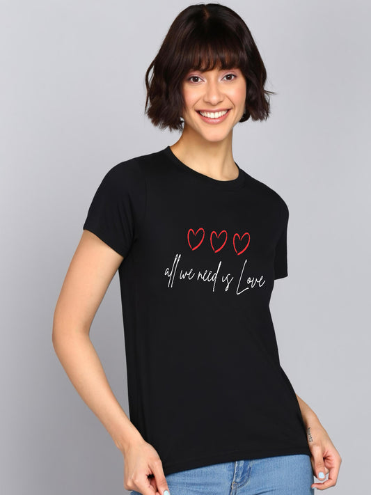 HESHA ALL WE NEED US LOVE REGULAR PRINTED TSHIRT