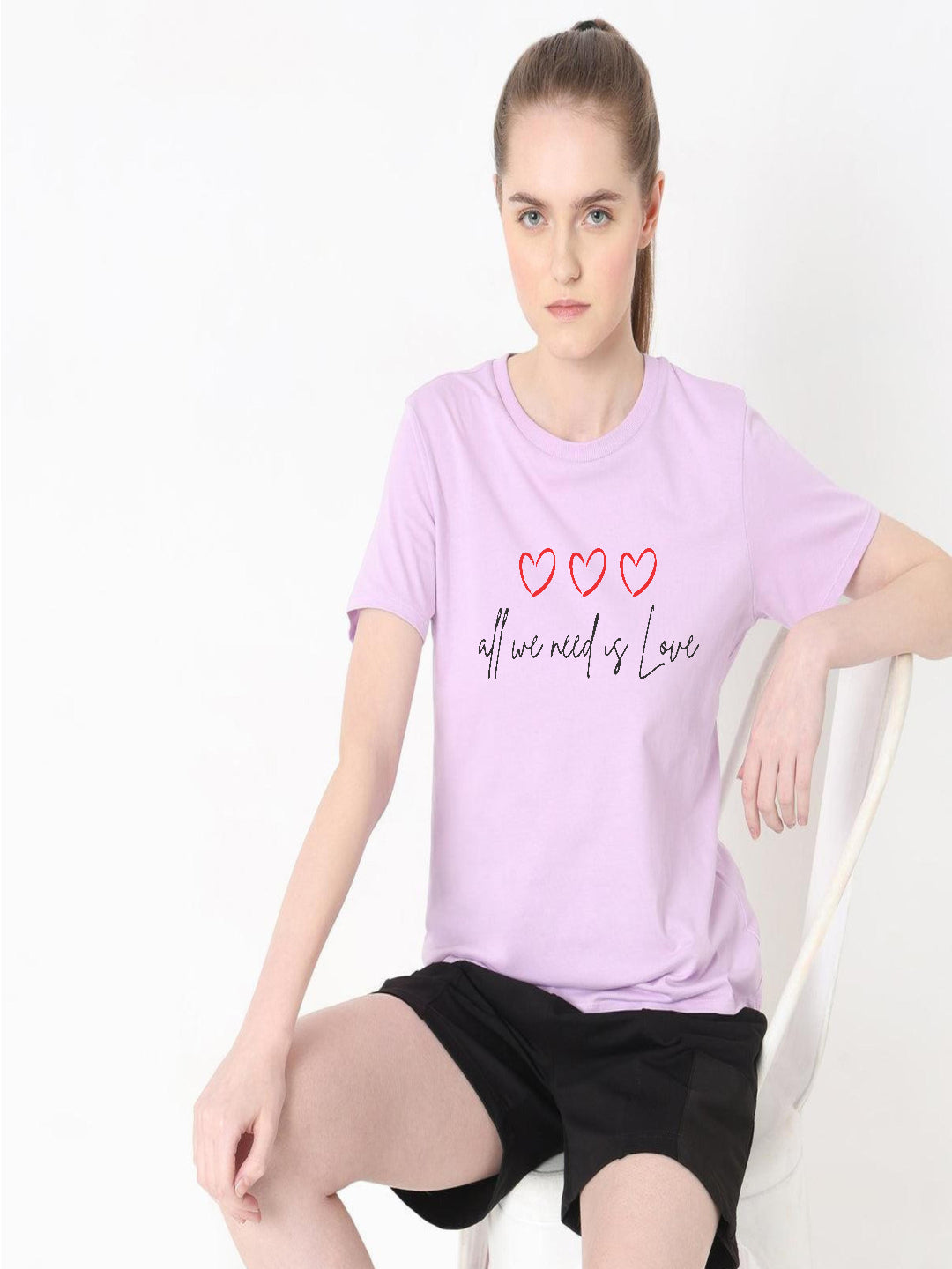 HESHA ALL WE NEED US LOVE REGULAR PRINTED TSHIRT