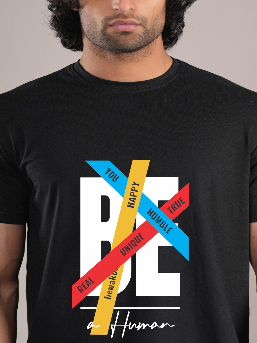 HESHA BE A HUMAN MENS REGULAR PRINTED TSHIRT