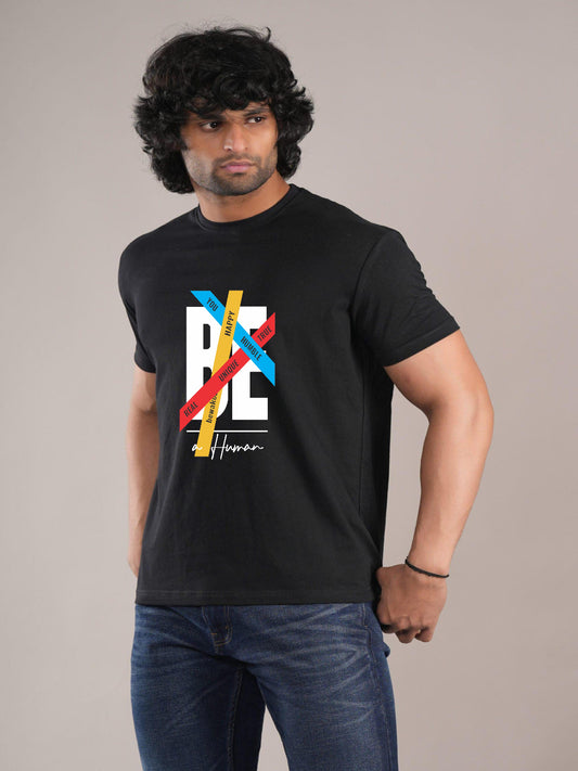 HESHA BE A HUMAN MENS REGULAR PRINTED TSHIRT