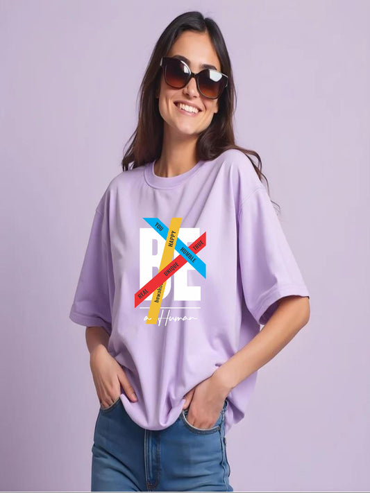 HESHA BE A HUMAN WOMEN OVERSIZE PRINTED TSHIRT