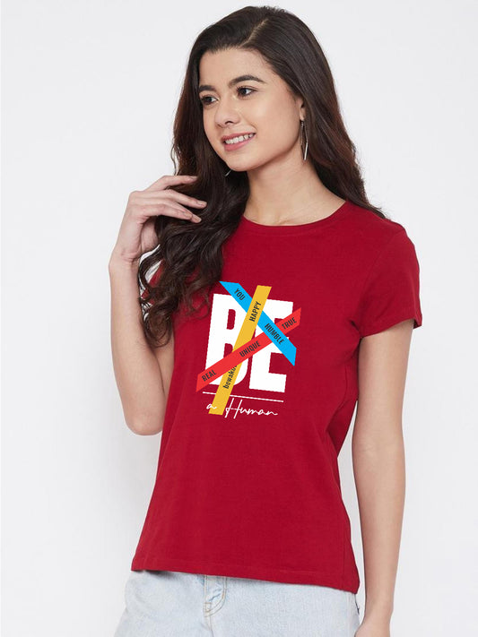 HESHA BE HUMAN WOMEN REGULAR PRINTED TSHIRT