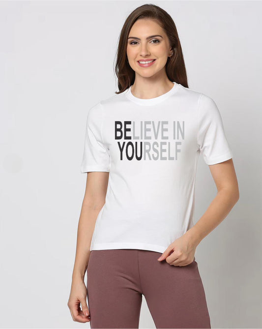 HESHA BELIEVE IN YOURSELF REGULAR PRINTED TSHIRT