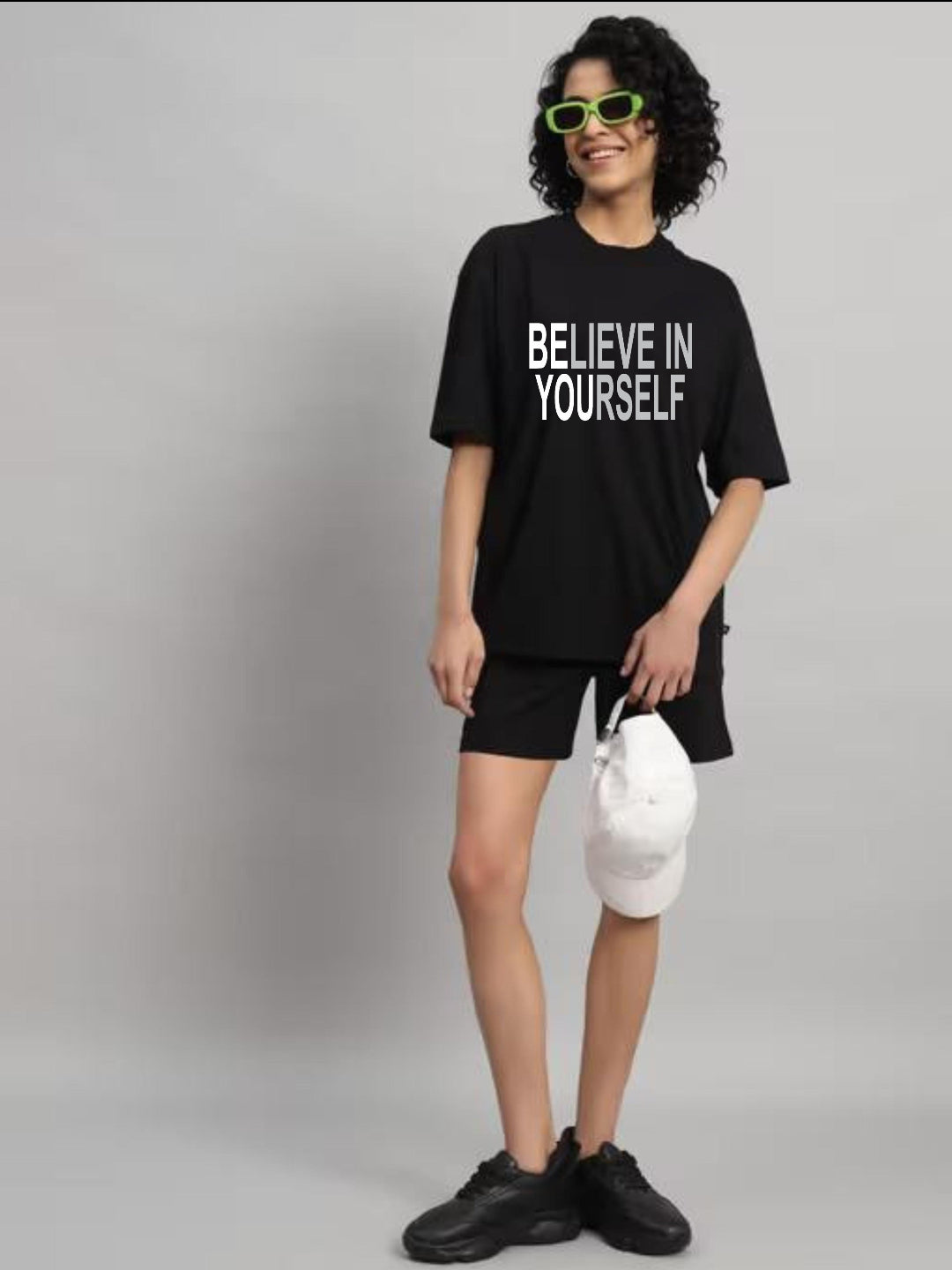 HESHA BELIEVE IN YOURSELF WOMEN OVERSIZE PRINTED TSHIRT