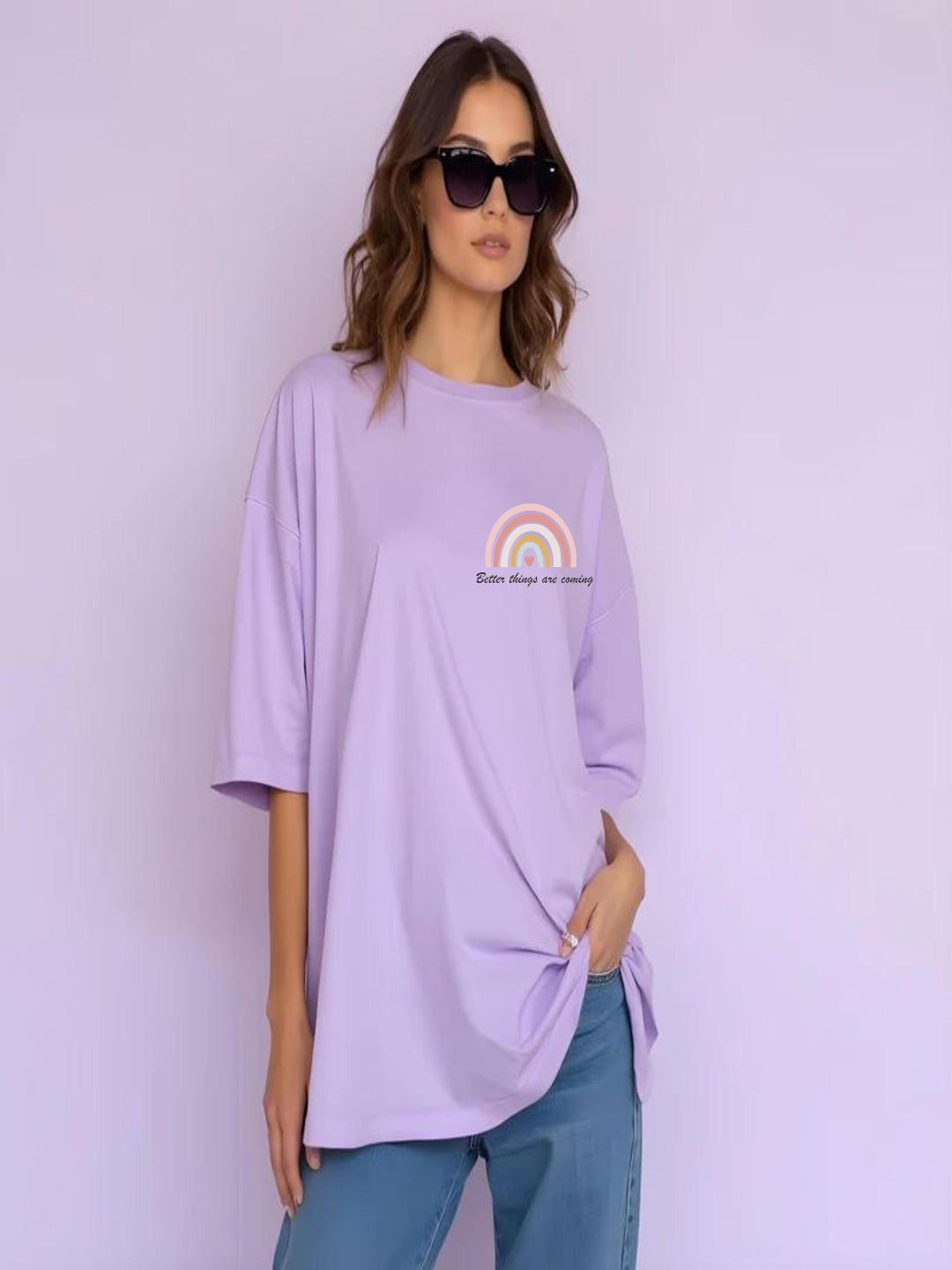 HESHA BETTER THINGS ARE COMMING WOMEN OVERSIZE PRINTED TSHIRT
