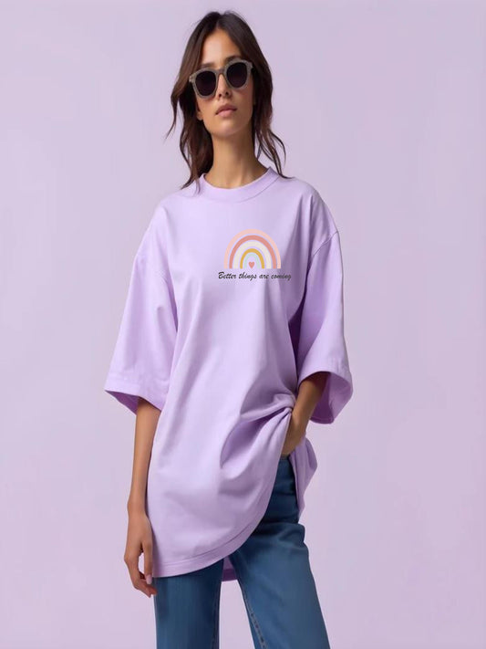 HESHA BETTER THINGS ARE COMMING WOMEN OVERSIZE PRINTED TSHIRT