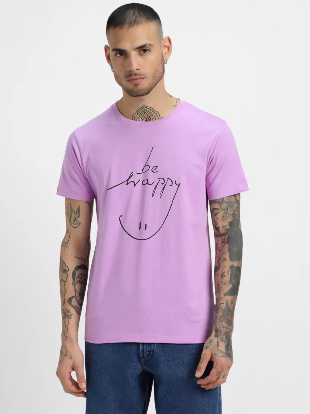 HESHA BE HAPPY MENS REGULAR PRINTED TSHIRT