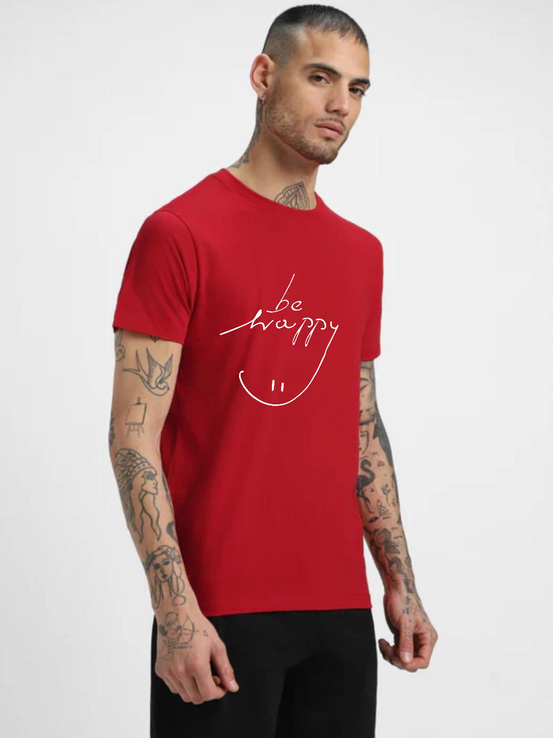 HESHA BE HAPPY MENS REGULAR PRINTED TSHIRT