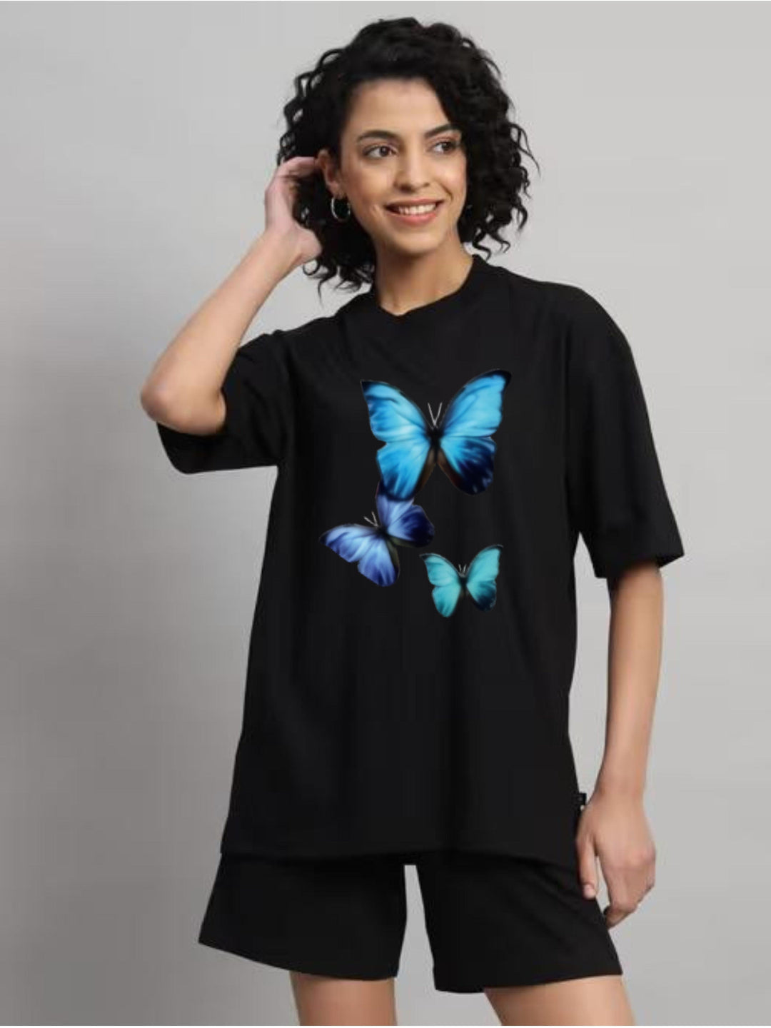 HESHA BIG BUTTERFLY WOMEN OVERSIZE PRINTED TSHIRT