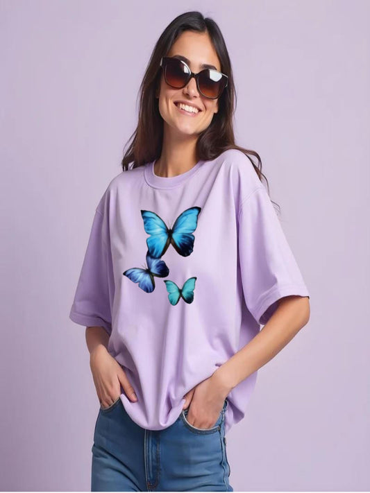 HESHA BIG BUTTERFLY WOMEN OVERSIZE PRINTED TSHIRT