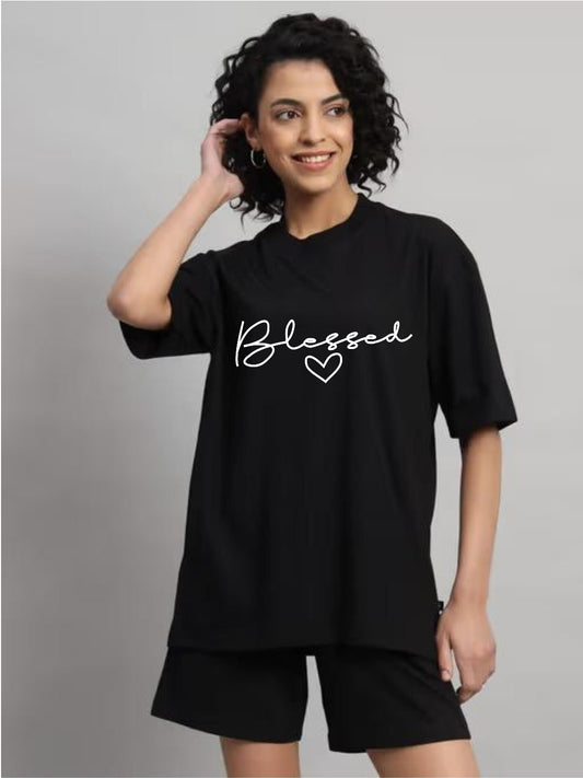 HESHA BLESSED WOMEN OVERSIZE PRINTED TSHIRT