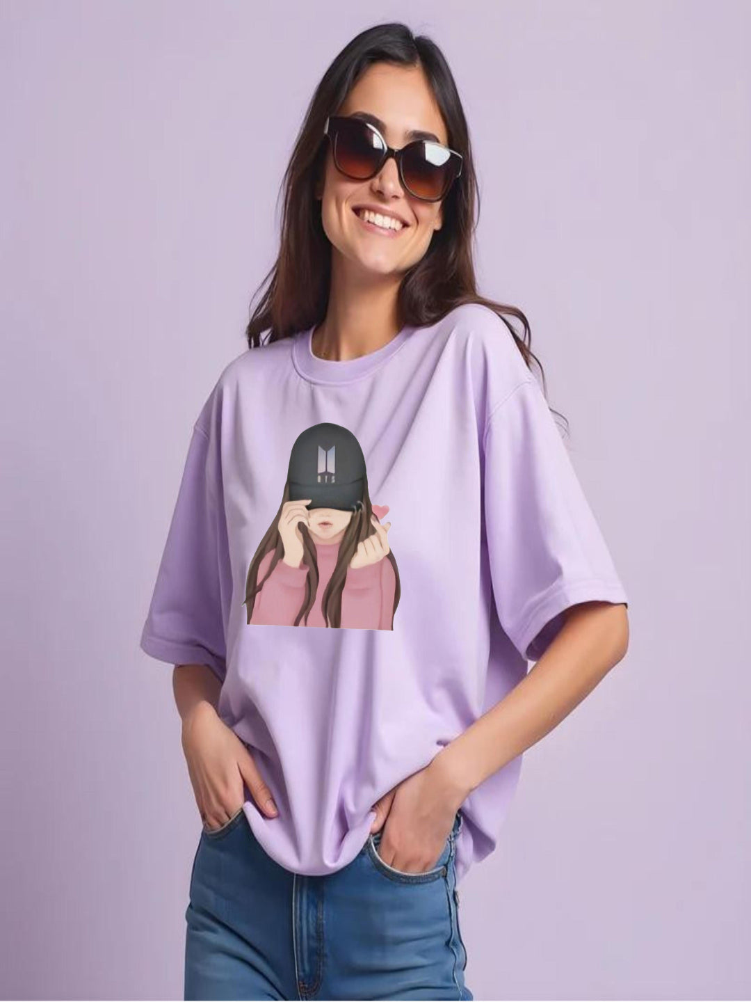 HESHA BTS GIRL WOMEN OVERSIZE PRINTED TSHIRT