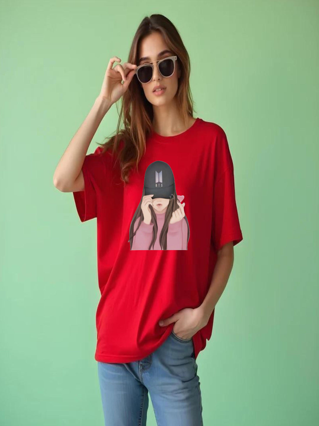HESHA BTS GIRL WOMEN OVERSIZE PRINTED TSHIRT