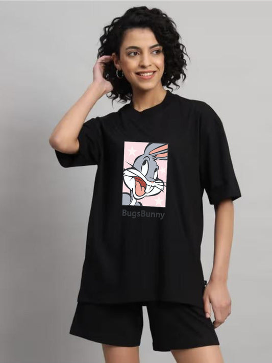 HESHA BUNNY WOMEN OVERSIZE PRINTED TSHIRT
