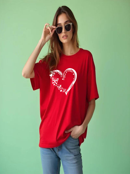 HESHA BUTTERFLY HEART WOMEN OVERSIZE PRINTED TSHIRT